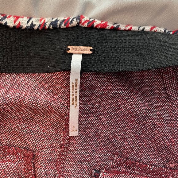 Free People Red and White Stretchy Pant - Picture 4 of 4